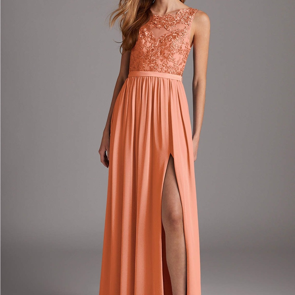 Azazie Sunset Orange Lace Dress